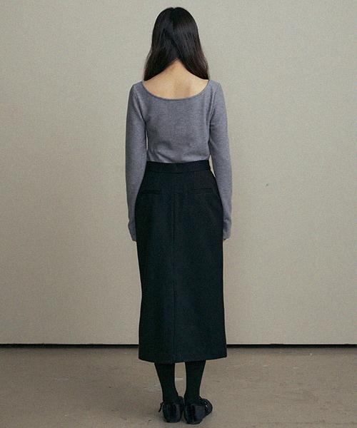 Lingseoul Essential Boat Neck Top-Gray