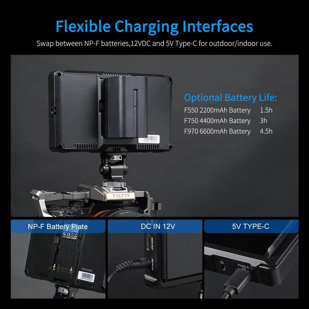 FEELWORLD FW568 PRO 1200nit High Brightness Camera DSLR Field Monitor with F750 4400mAh Battery and Custom 3D LUT Camera 4K 60Hz HDMI Waveform