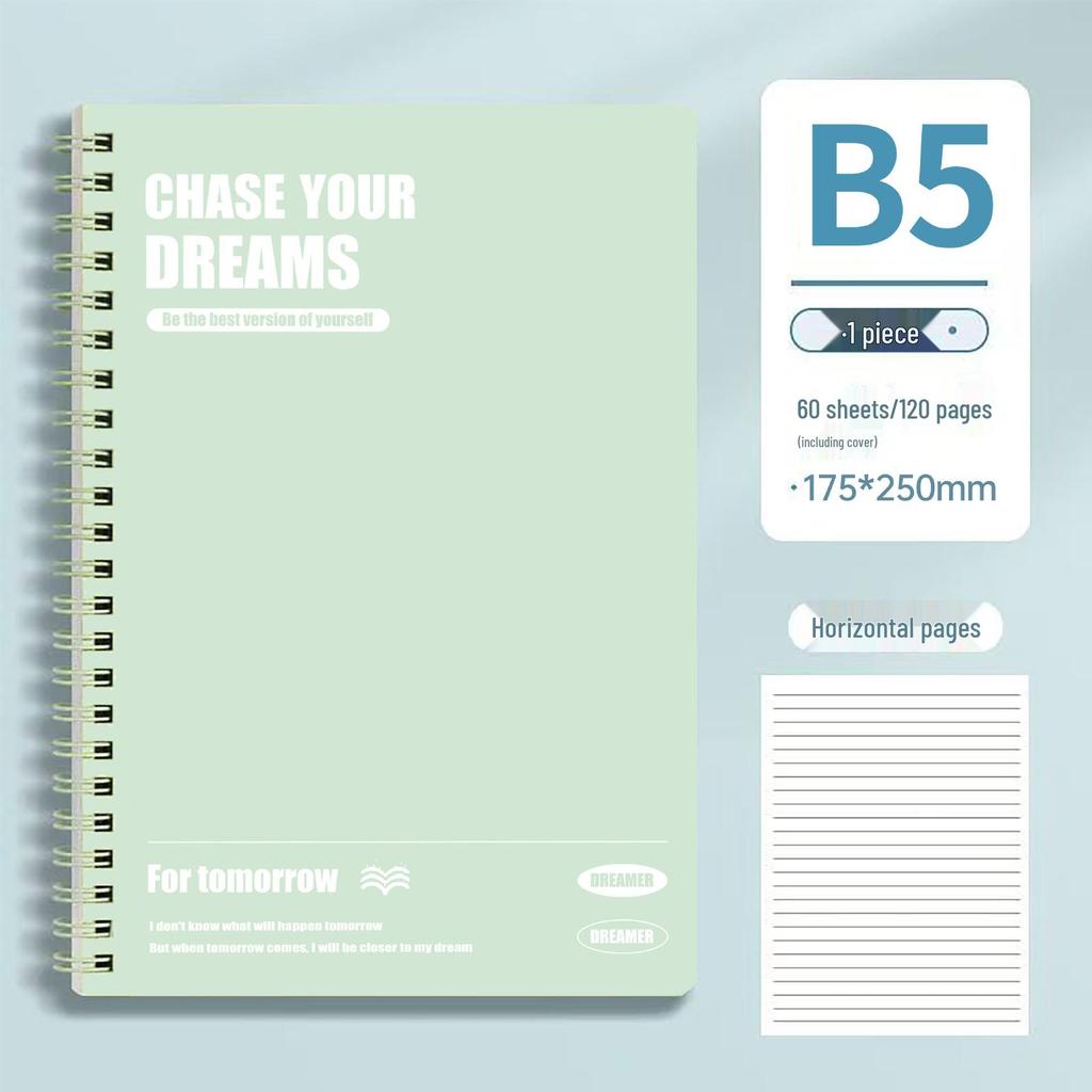 Super Thick Spiral Notebook B5, Lined, High Appearance A5, Perfect for High School Exam Prep.
