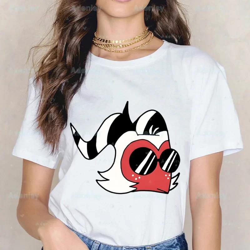 Cartoons Helluva Boss T-shirts Women Summer Graphic Tees Funny Shirts For Woman Tshirts Crew Neck Harajuku Tops