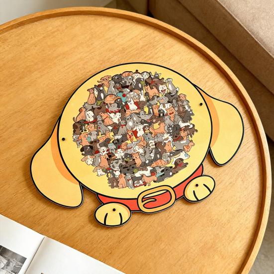 Yousheng 135Pcs/Set Dog Shaped Wooden Jigsaw Puzzle Logic Training Wood Animal Puzzle Game Educational Difficult Puzzle Toy Dog Lovers Gift