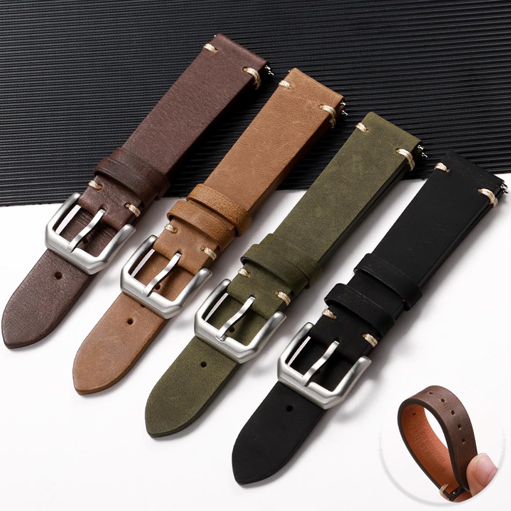 Handmade Genuine Leather Watch Strap 20mm 22mm for Omega for Seiko Watch Band Stitching Cowhide Bracelet Quick Release Wristband