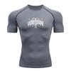 Men's Quick Dry Compression Fitness T-shirt, Casual Spiked Black Metal Pattern Athletic Tee for Gym Workout Running Training Activewear