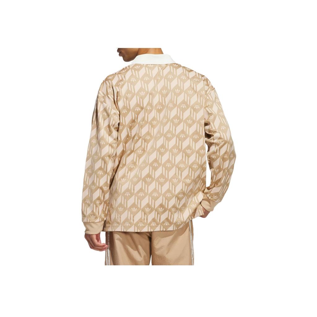 adidas Originales Sencillo Versátil Casual Moda Polo de Manga Larga a Rayas Unisex Polos Arena Cálida JP2098