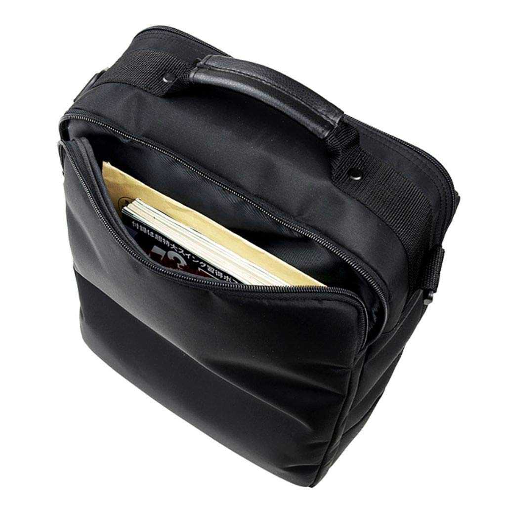 Large Capacity Simple Business Bag A4 Compatible Vertical Shoulder Bag Lightweight 480g Gentleman Black [KAKKOII] 2-chamber Men's