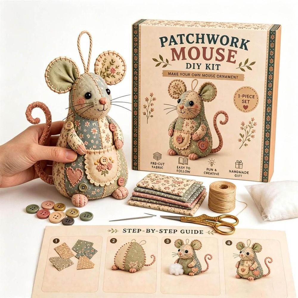 Schritt-für-Schritt-Anleitung Patchwork-Nähbastelset Handgemachtes Mäuse-Nähset Bastellernen