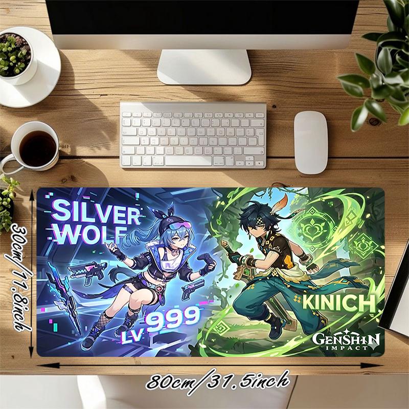 1Pc Silver Wolf Vs Kinich Gaming Mouse Pad Keyboard Desk Mat Non-slip Rubber Lock Edge Waterproof Computer Mousepad for Office Home Decor Y1349