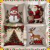 Christmas Style Three-dimensional Embroidery High-end Pillow Cover Snowman Santa Claus Christmas Tree Elk Pattern Cushion Cover