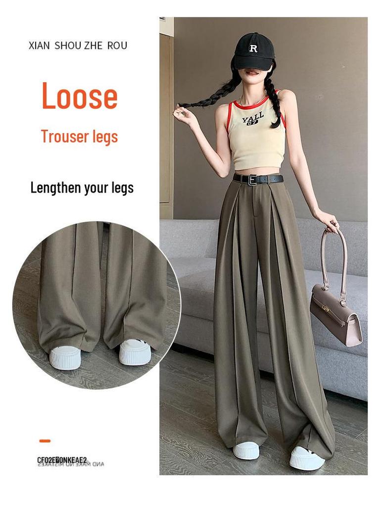 Spring High-Waisted Wide-Leg Loose Fit Pants