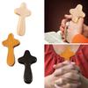 5Pcs Spiritual Decors Wood Holding Crosses Handmade Wood Crosses for Prayer Miniature Pocket Crosses Religious Decors