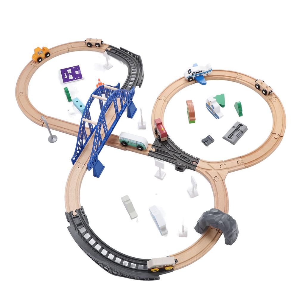 Holzeisenbahn-Set, batteriebetrieben, Montagesatz, Bauspielzeug, Simulationseisenbahn-Spielzeugmodell