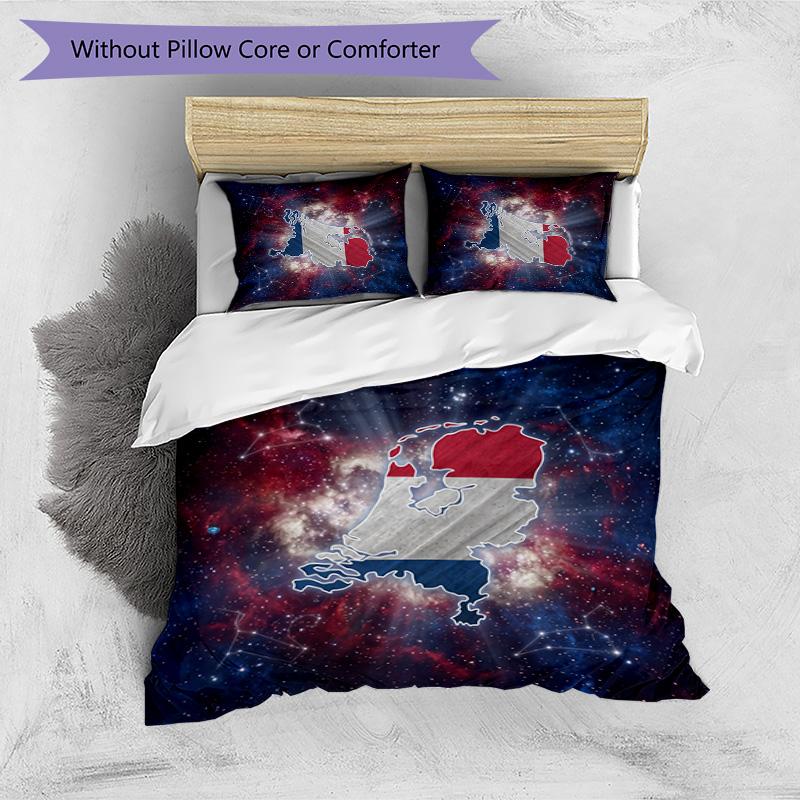 Netherlands Football Printed Bedding 3 Piece Set Cozy Breathable Bed Cover Set as Housewarming Holiday Gift