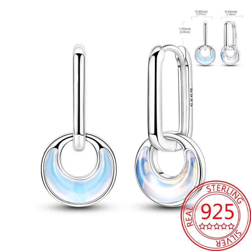 Kupfer-Creolen Ohrring Religion Kreuz Rund Geformt Mondstein Ohrring Für Frauen Schmuck Feines Geschenk Kann Tägliches Matching