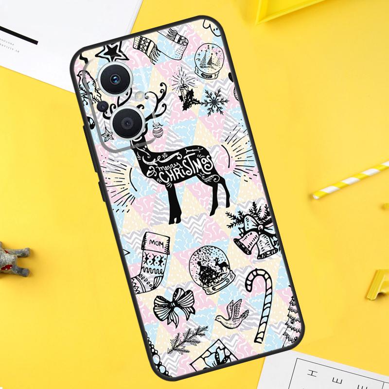 Christmas Santas seamless Deer For OPPO Reno 14F 13F 12F 11F 10 11 12 13 14 Pro 8T 7 8 Lite OPPO Find X9 X8 X6 X5 Pro Case