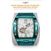 Dulunwe Tonneau Sports Men's Tourbillon Watches Starry Moon Phases Hollow Out Automatic Mechanical Watch Rubber Strap Luminous Wristwatch