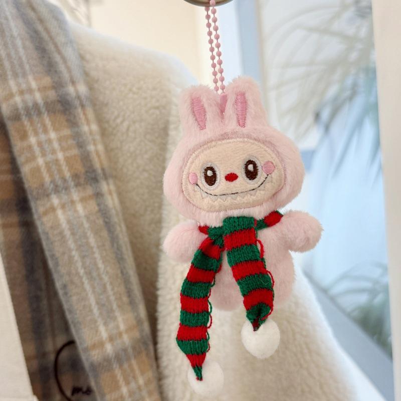 

Мультяшный шарф Лабубу плюшевая кукла подвеска кавайный брелок студент школьный рюкзак подвеска украшения кукла девочка мальчик подарок игрушки розовый