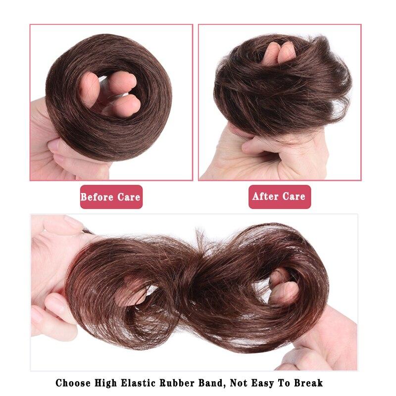 LUPU Straight Hair Scrunchy Chignon Buns For Women Ponytail Hairpieces False Hair With Elastic Bands Black Brown