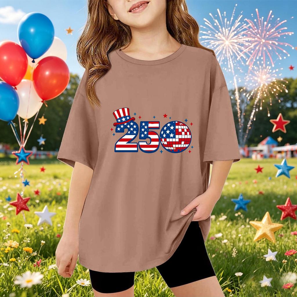 Kids Short Sleeve T Shirt Casual Loose Fit Top Graphic Print 250 Design Comfortable Cotton Blend Fabric Suitable for Everyday Wear
