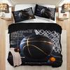Young Boys Basketbal Print Beding Set Sports Theme Soft Duvet Cover For Children Kids Tens Bal Warm Comforter Cover Balck Bedspread Cover Rom Decor