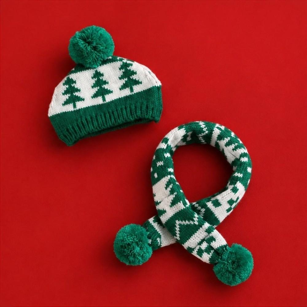 Green Red Pet Dress Up Set Adjustable Pet Knitted Suit Xmas Pet Costume