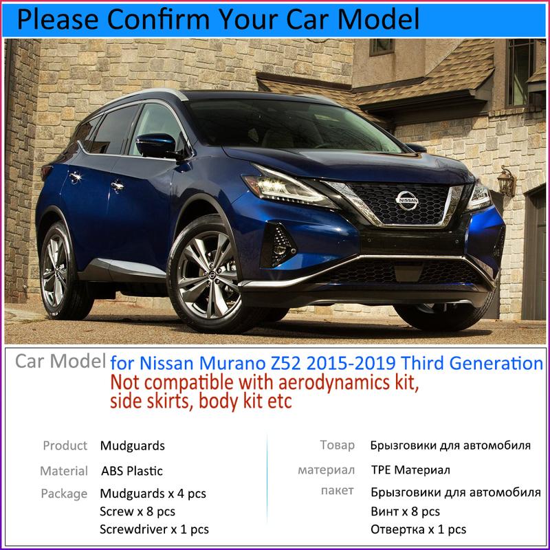 Mudguards fit for Nissan Murano Z52 2015~ 2016 2017 2018 Car Accessories Mudflap Fender Auto Replacement Parts