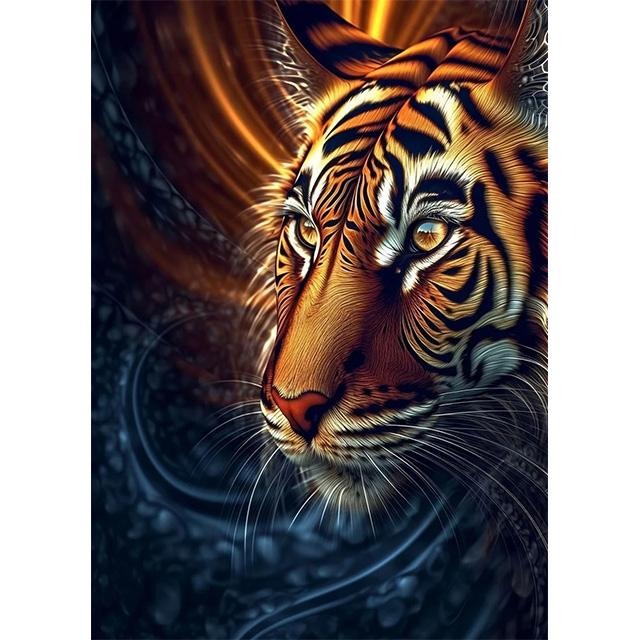 Golden Glowing Animal On Black Background Prints Poster Canvas Painting Modern Wall Art Pictures Living Room Bedroom Home Decor