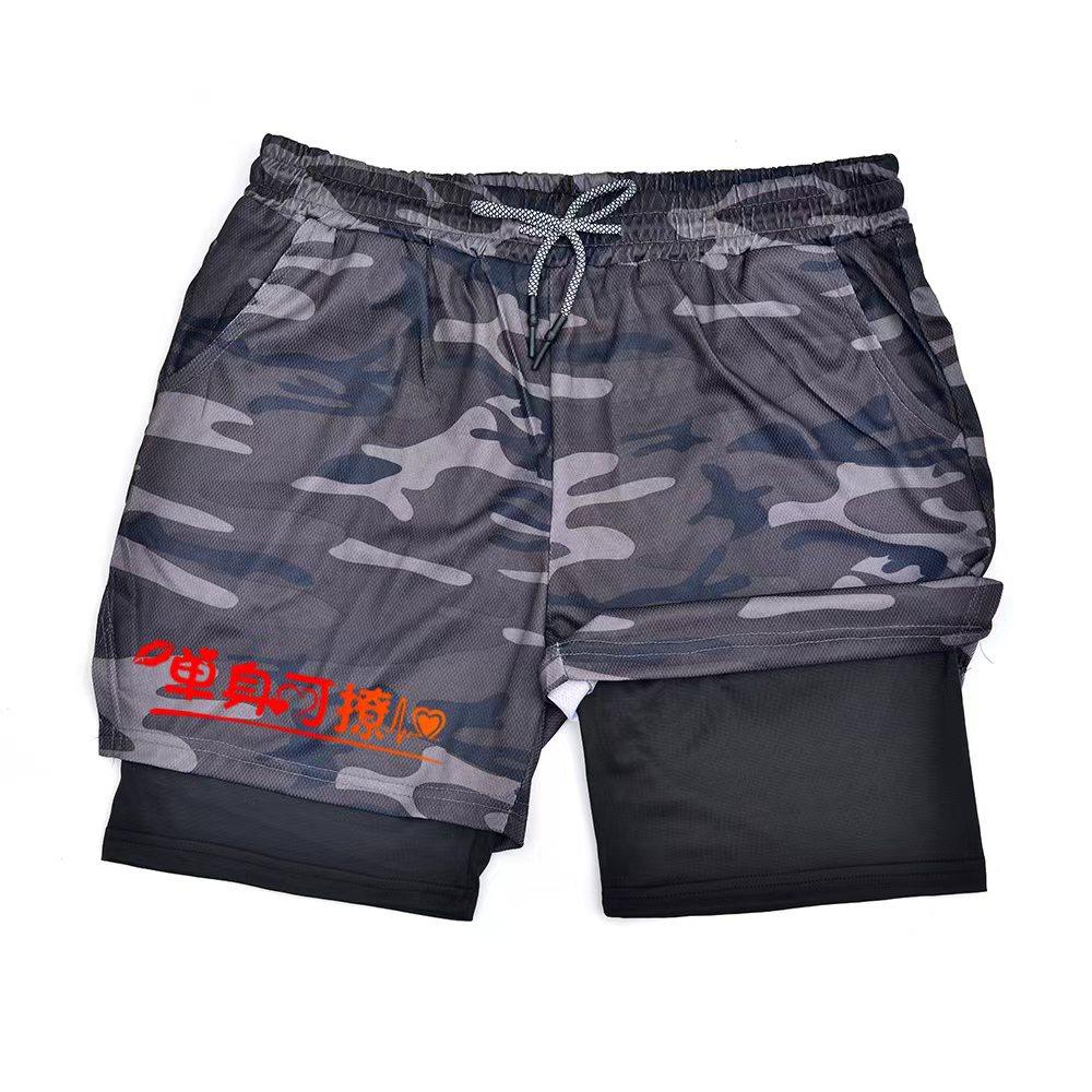 

Summer Men Running Shorts Fitness Gym Training 2 in 1 Sports Shorts Quick Dry Workout Jogging Double Deck Shorts 10083 XXXL