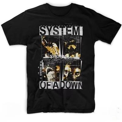 Kapela System of A Down Soad Faces Koláž Tričko Vtipná Grafická Trička Pánská Trička Bavlněné Černé Tričko pro Muže