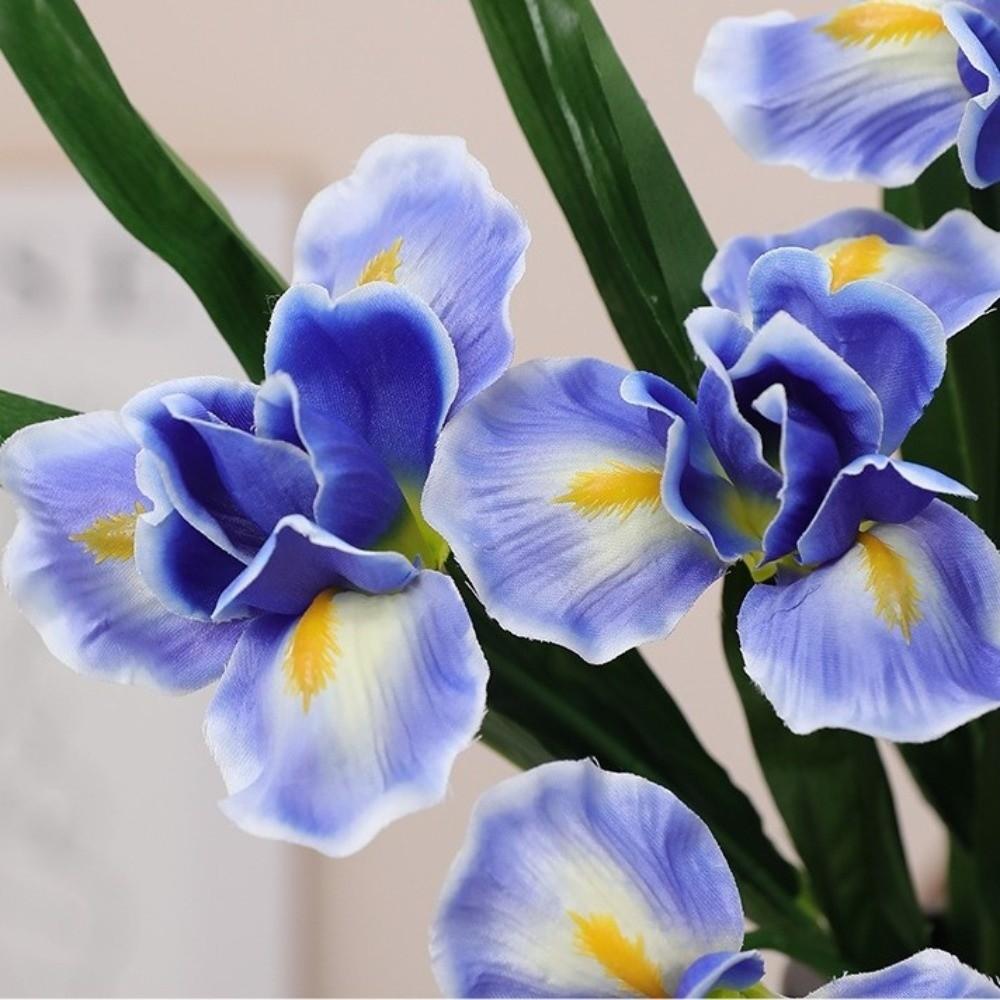 Real Touch Artificial Iris Flower Branch Realistic Cymbidium Branch Faux Flower  Living Room