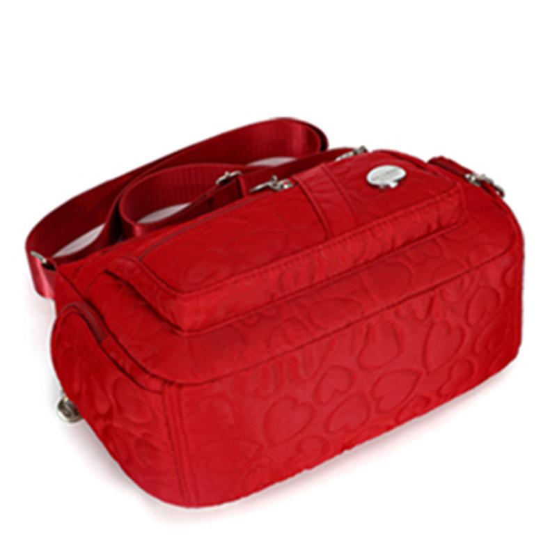 Chic Embellished Women's Crossbody Bag for Daily Commute Stylish Heart-detail Multi-pocket Lightweight Casual Nylon Bag