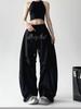 Spring American Letter Embroidered Cargo Pants With Wrinkle Effect For Teenagers