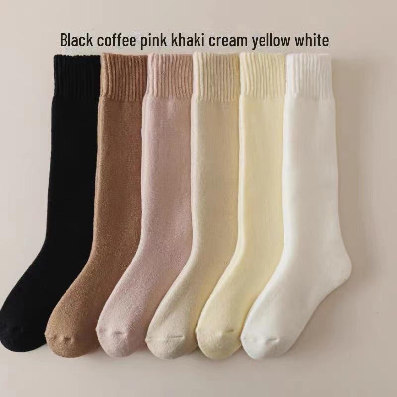 "Women's Fleece-Lined Thick Knee-High Socks - Warm Cashmere Thigh-Highs for Autumn & Winter"