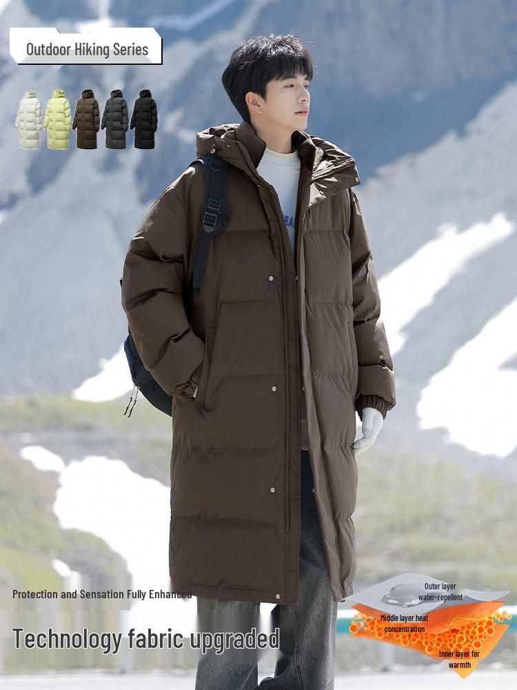 Men's Mid-Length Cotton Padded Jacket - Thickened Winter Coat for 2025 Season