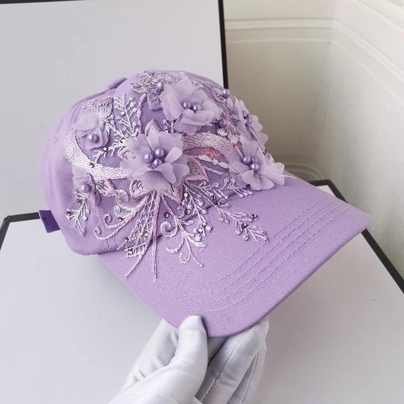 

Индивидуальные Ins шикарный оригинальный дизайн с фиолетовым жемчугом и цветком, бейсбольная кепка с женским оттенком, женская кепка с козырьками для отдыха
