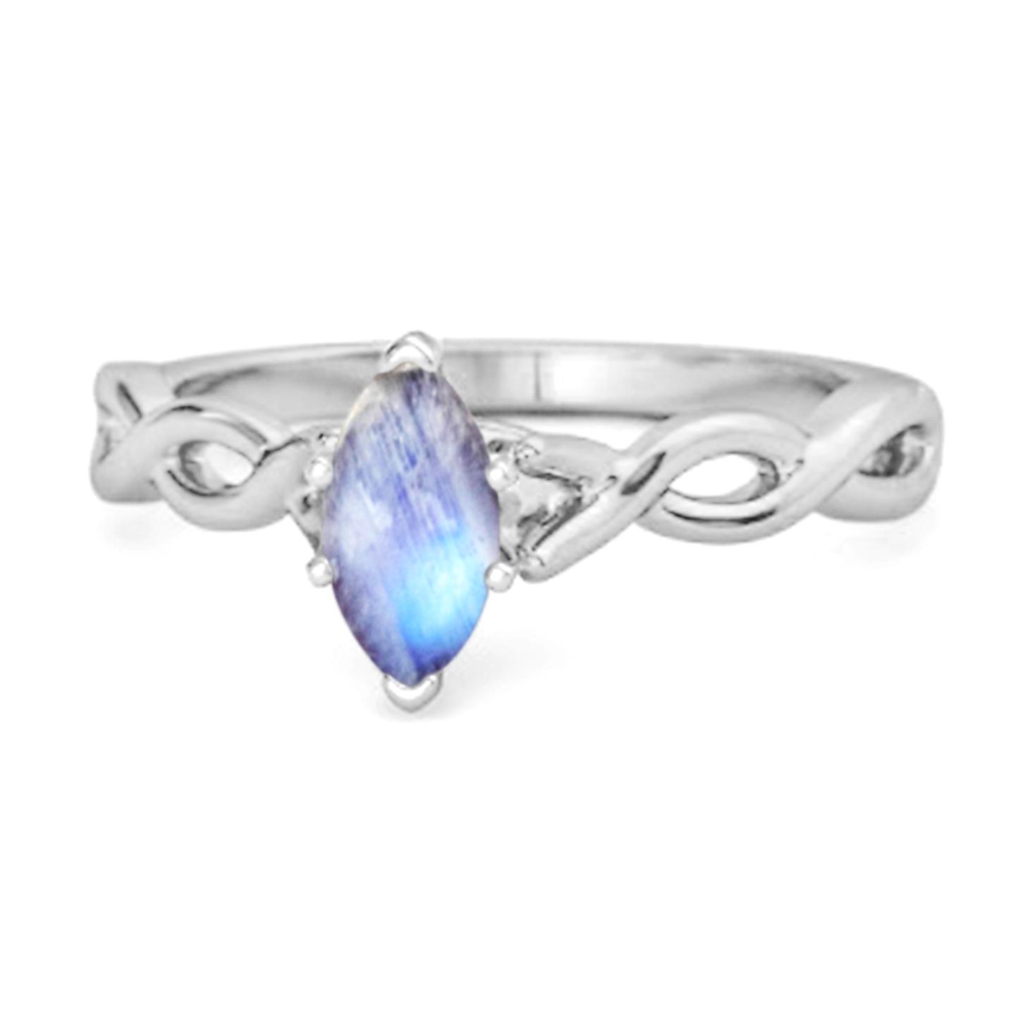 

Moonstone Marquise Ring- 925 Sterling Silver 10.5 біле золото кольору