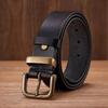 3.8CM High Quality Genuine Leather Belts for Men Brass Buckle Fancy Vintage Jeans Belt