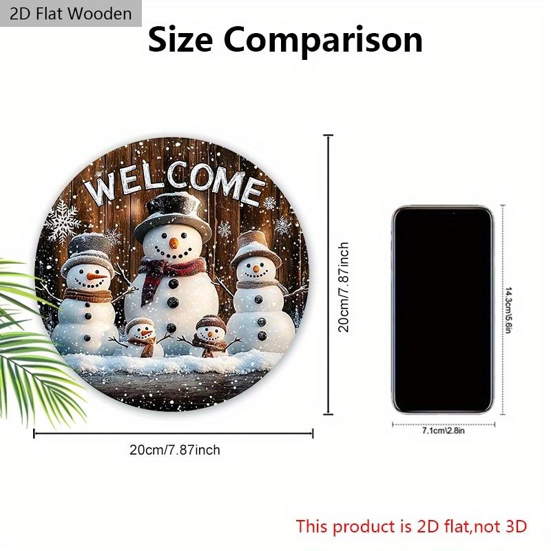 Rustic Christmas Wooden Sign with Adorable Snowman Pattern - Navidad Round Sign for Front Door, Wall Hanging Decor - Ideal Christmas Ornament