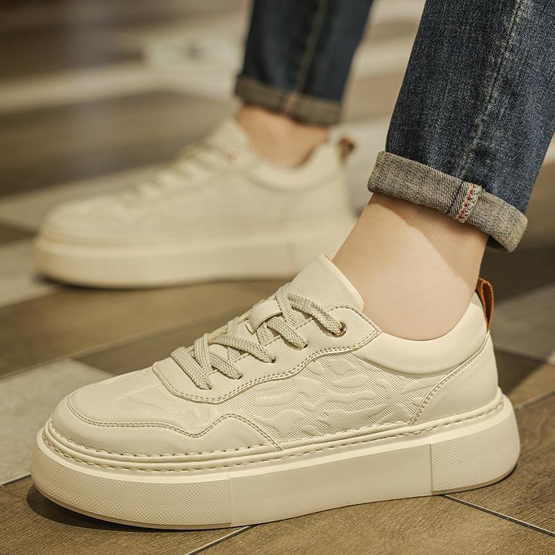 Мужские туфли из натуральной кожи на шнуровке, мягкие нескользящие резиновые кроссовки, мужские повседневные белые туфли, мужские кроссовки 6.5