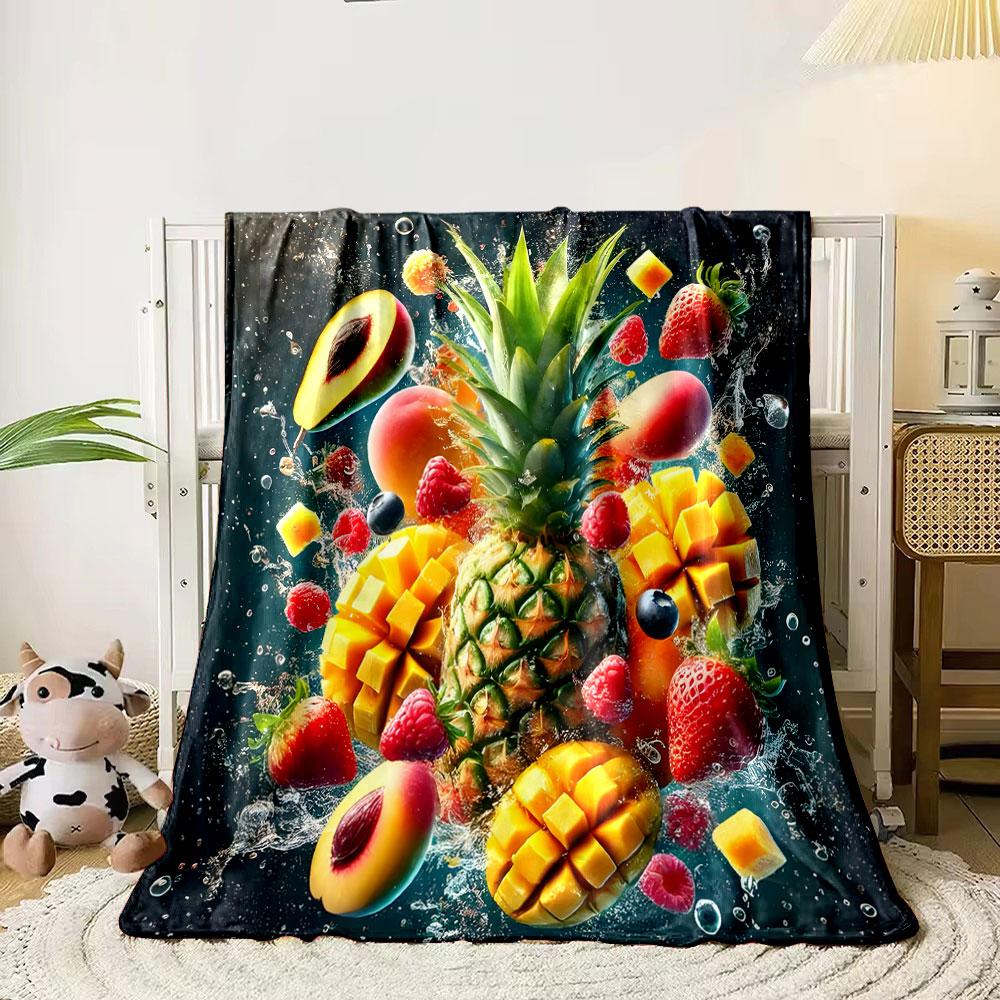 Tropical Fruits Splash Design print blanket soft and cozy perfect for the living room bed sofa or a nap,gift