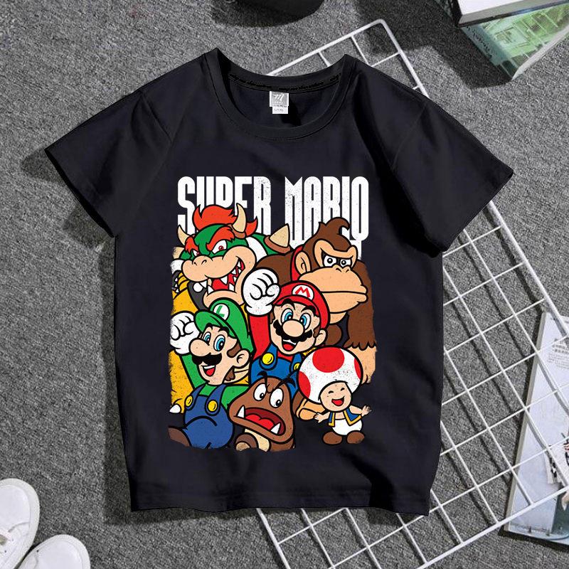 New Cartoon Super Mario Mario Cartoon Kids Clothing Set Boys and Girls School Summer Trend TShirts Short Sleeves 100
