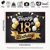 2D Elegant Black Gold 18th Happy Birthday Background Cloth with Ribbon Banner