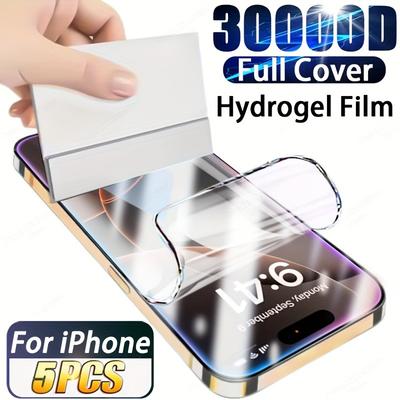 5 Piezas de Película de Hidrogel Para iPhone 17 Pro Max 17 Air 16 15 14 13 12 11 Pro Max Plus Protector de Pantalla de Cobertura Completa
