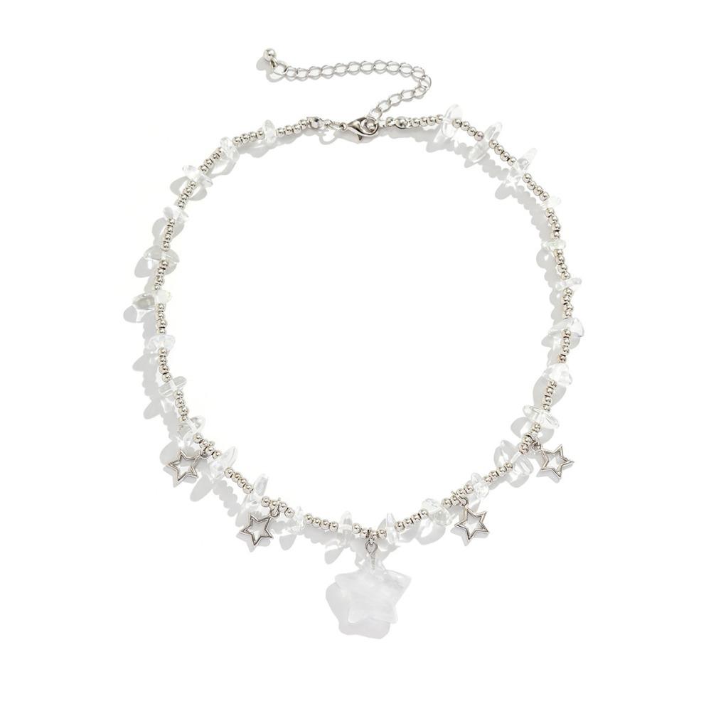 Goth Beads Chain Star Shaped Collarbone Necklace Jewelry Accessories