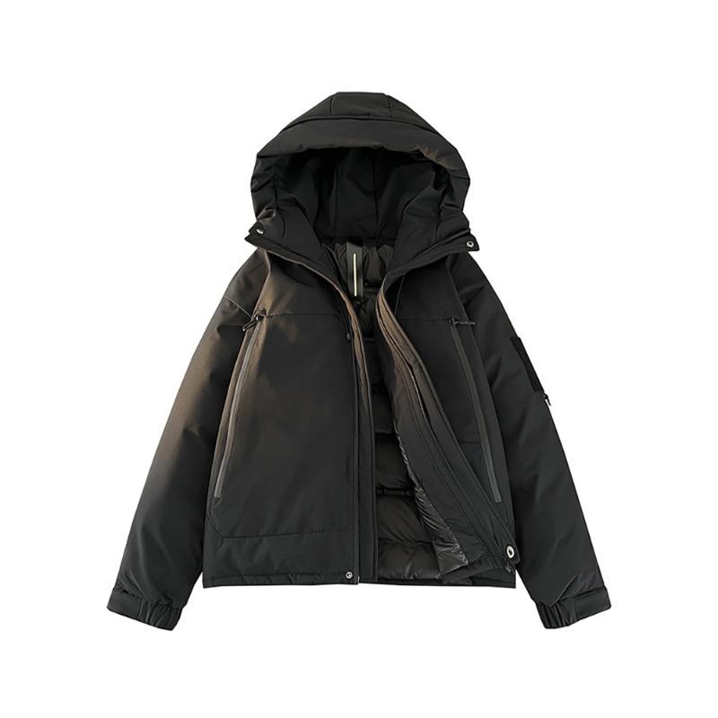 

Men s and women s hooded solid color versatile white duck down jacket, youth casual warm jacket, thickened in winter M