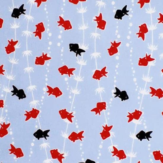 Dyeing Anbo Hand Towel Chirashi Light Authentic Dyed Cotton Tokuoka Made In Japan 35cm X 100cm "Goldfish Blue" 100%