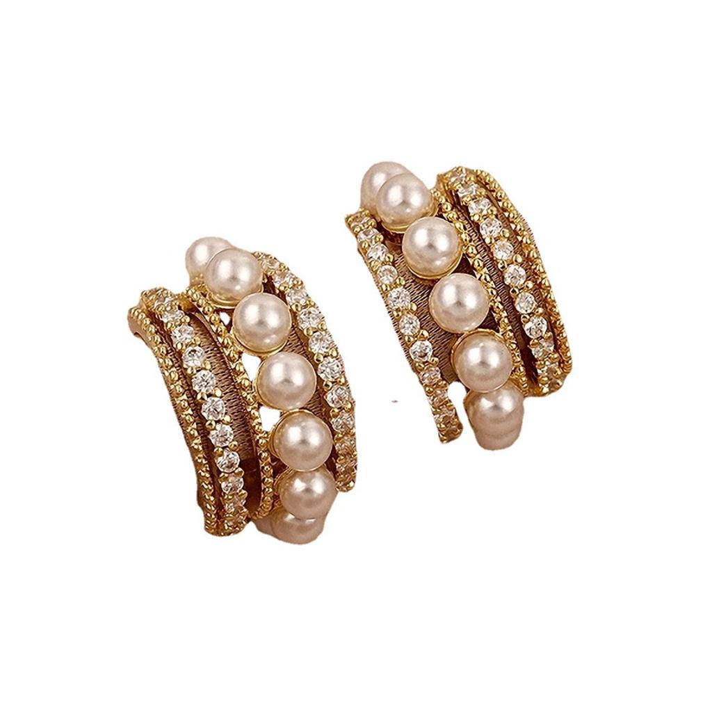 1011 new trendy girl 911 silver needle curved pearl personalized earrings, stud earrings temperament earrings E8011