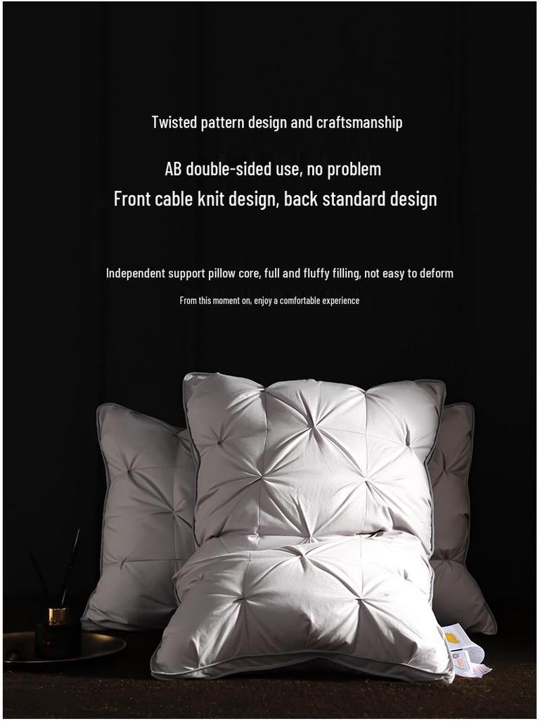 Luxury Goose Down Pillow with Cotton Cover for Neck Support