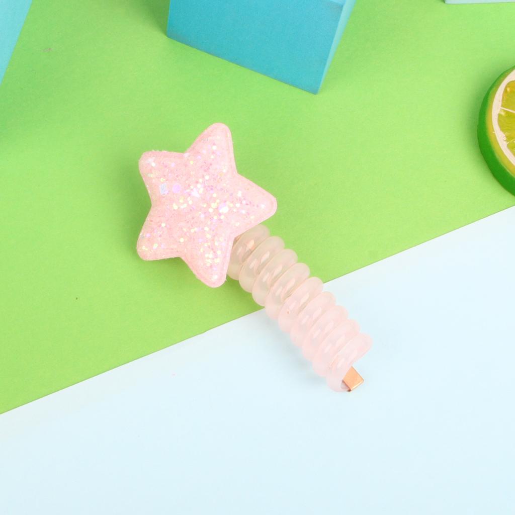 Neues Pailletten-Blumen-Elastisches Haarband Niedliche Mädchen Telefonkabel Linie Elastizität Glitzer Stern Haarband Für Kinder Haarschmuck