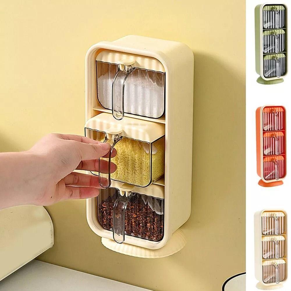 

Plastic Condiment Rack Wall Mounted Storage Box New Spice Box Home зелений