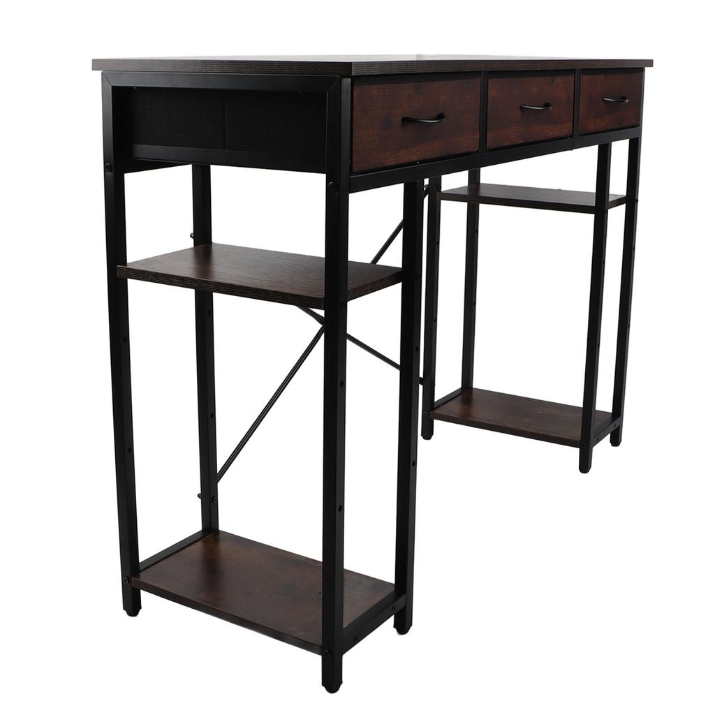 Computer Desk Retro Style Convenient Drawer Versatile Sturdy Structure Office Computer Desk Gaming Study Writing Table